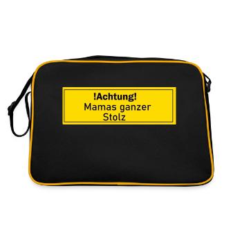 Mamas Stolz Mama Geschenk Geschenkidee Liebling - Retro Tasche - Schwarz/Gold - Hinten