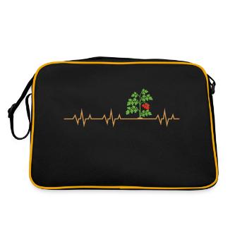 Tomato Plant Heartbeat, Funny Tomato Gardening - Retro Tasche - Schwarz/Gold - Hinten
