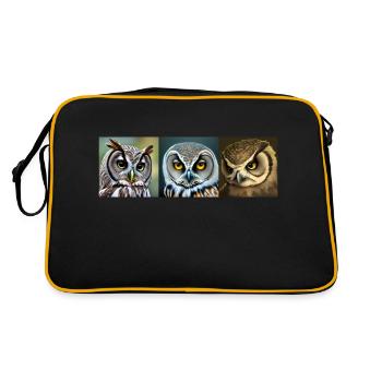 Eulen - Retro Tasche - Schwarz/Gold - Hinten
