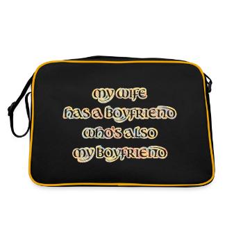 My wife has a boyfriend, throuple, polyamory - Retro Bag - black/gold - Back