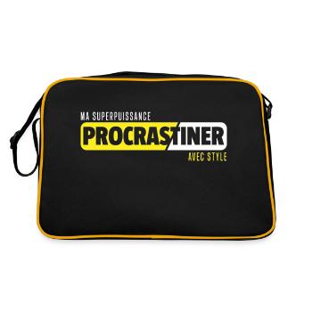 Procrastiner / citations drôles - Sac Retro - noir/or - Dos