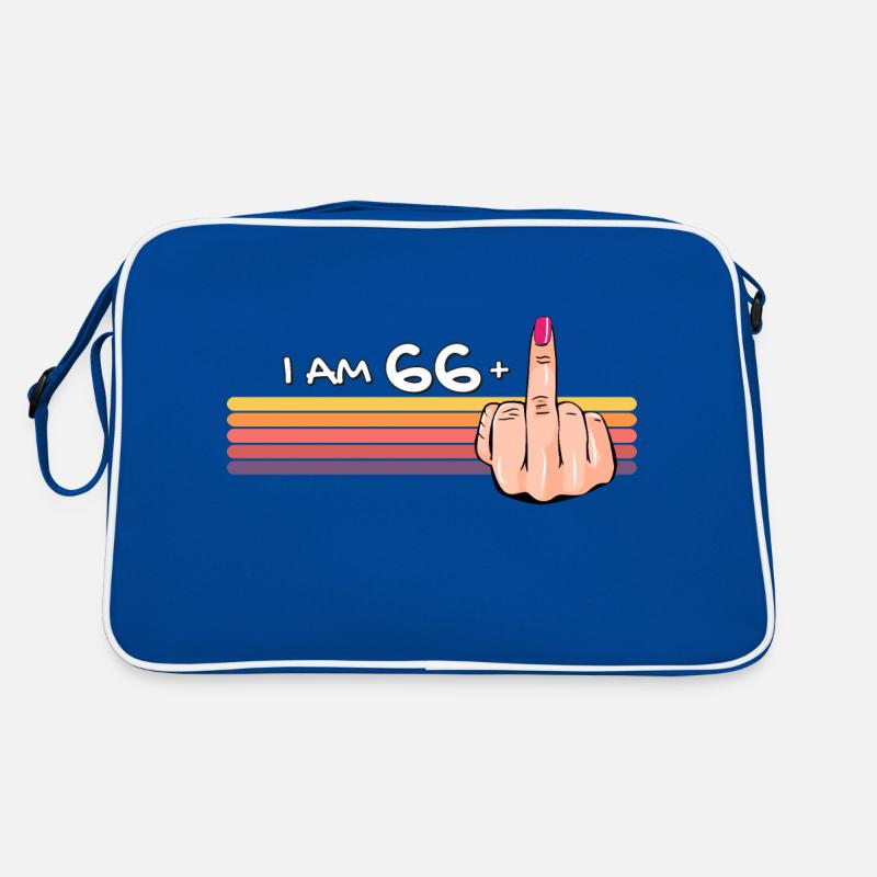 Ich bin 66 + 1 Mittelfinger-Shirt Ich bin 66 plus, Retro Tasche