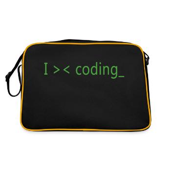 Ich liebe es, Programmierer zu programmieren - Retro Tasche - Schwarz/Gold - Hinten