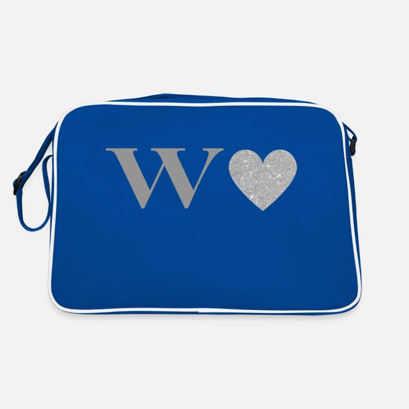 Letter w silver heart Retro Bag