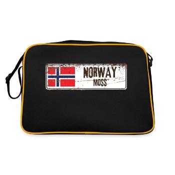 Moos Norwegen Flagge - Retro Tasche - Schwarz/Gold - Hinten