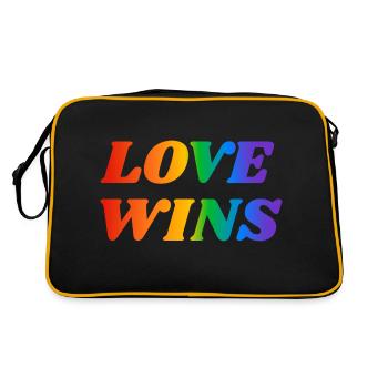 Liebe gewinnt LGBT Regenbogen Text - Retro Tasche - Schwarz/Gold - Hinten