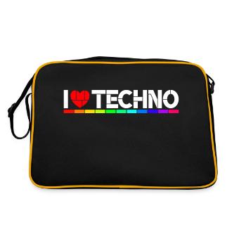 I love Techno - Retro Bag - black/gold - Back