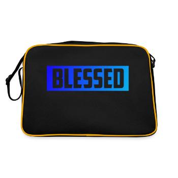 Gesegnet glücklich und zufrieden! - Retro Tasche - Schwarz/Gold - Hinten