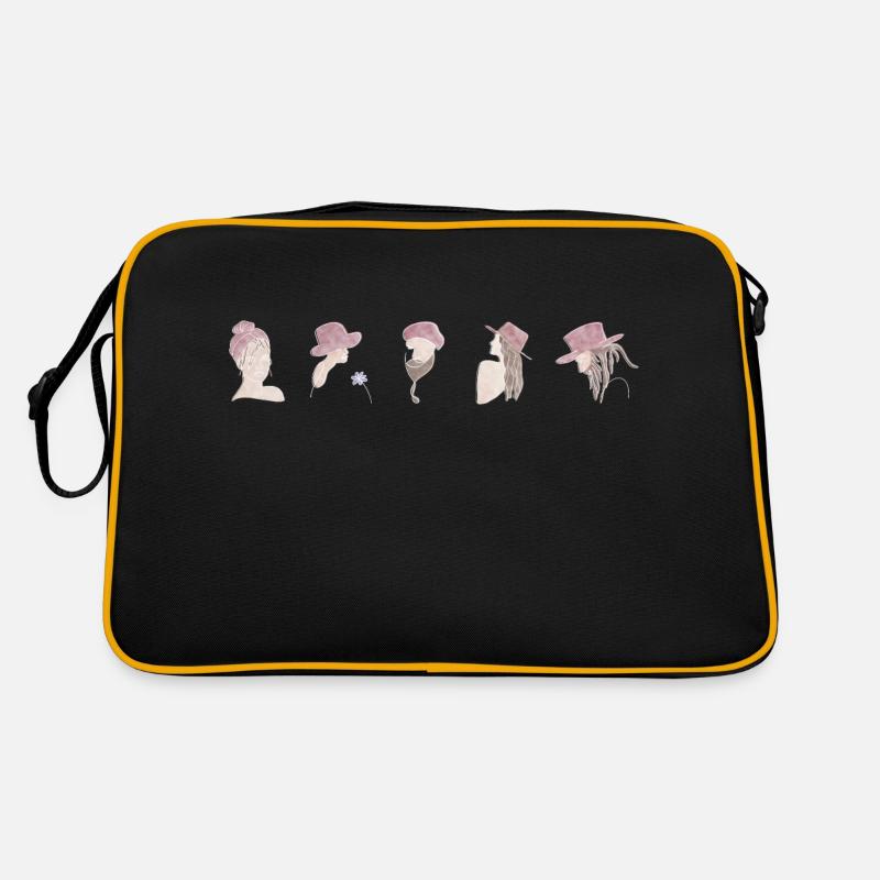 Boho Line Art Design, Serie „Faces“ Retro Tasche