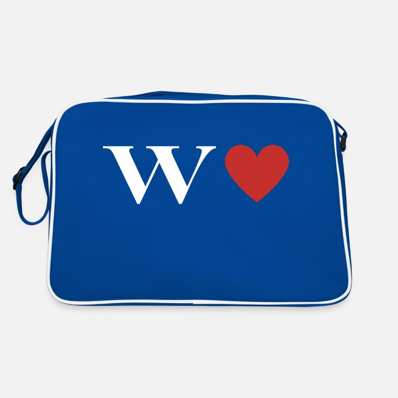 Letter w Red Heart Retro Bag