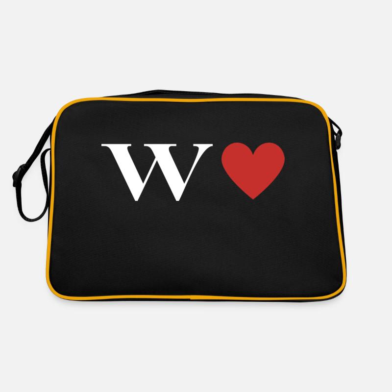 Buchstabe w Rotes Herz Retro Tasche