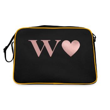 Letter w heart rose gold - Retro Bag - black/gold - Back