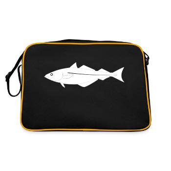 Seelachs_vollformat_weiss - Retro Tasche - Schwarz/Gold - Hinten