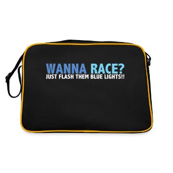 Wanna Race? Just Flash Your Blue Lights - Retro Bag - black/gold - Back