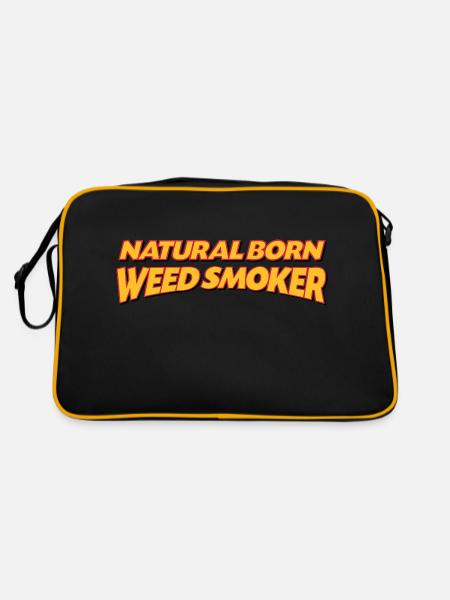 Natural born weed smoker 3col - Retro Bag - black/gold - Back