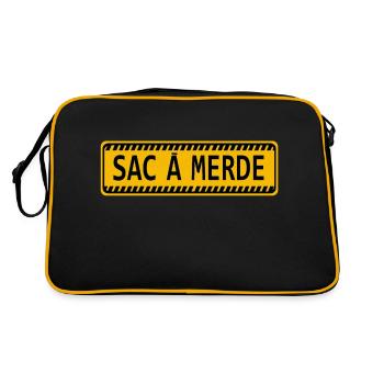 sac a merde humour insulte panneau plaque - Sac Retro - noir/or - Dos