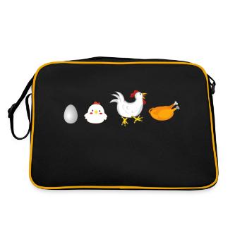 evolution Egg Hühnerhahn Henne original - Retro Tasche - Schwarz/Gold - Hinten