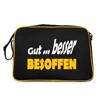 Gut Besoffen Alkohol - Retro Tasche - Schwarz/Gold - Hinten