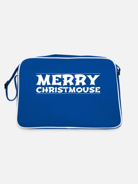 beard gang beards cat christmas beard funny - Retro Tasche - Blau/Weiß - Hinten