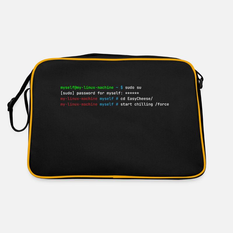 start chilling /force - drôle de t-shirt linux - Sac Retro - noir/or