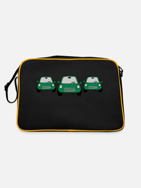 3 Autos Comic - Retro Tasche - Schwarz/Gold - Hinten
