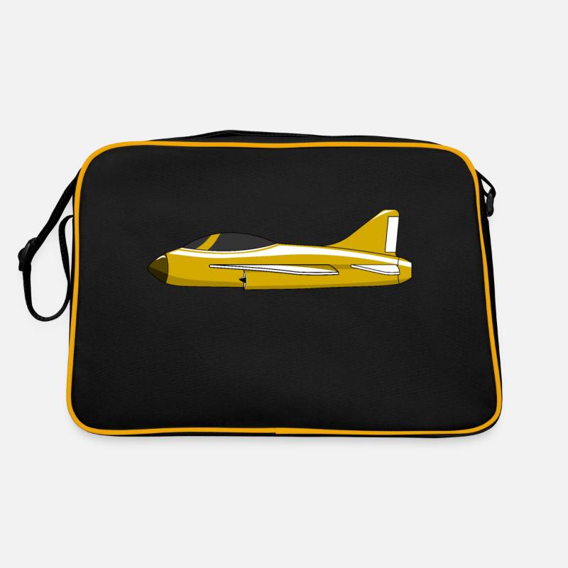Flugzeug Gelb - Retro Tasche - Schwarz/Gold