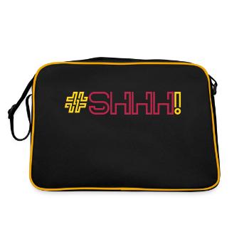SHHH! Viva Magenta Ruhe bitte Design by vauART - Retro Tasche - Schwarz/Gold - Hinten