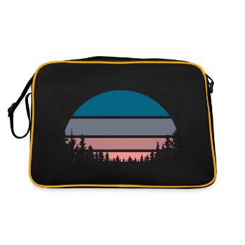 Sonnenuntergang Wald - Retro Tasche - Schwarz/Gold - Hinten
