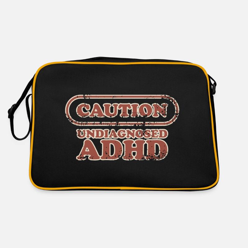 Caution, ADHD - Retro Bag - black/gold