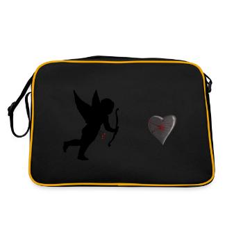 Amor und ein gerührtes Herz - Retro Tasche - Schwarz/Gold - Hinten