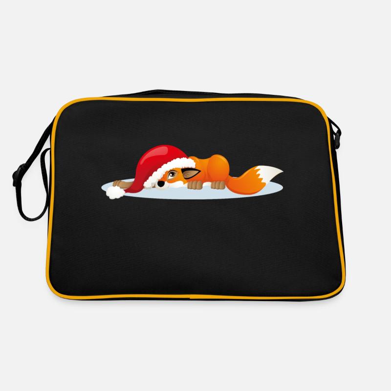 Weihnachtsfuchs - Retro Tasche - Schwarz/Gold