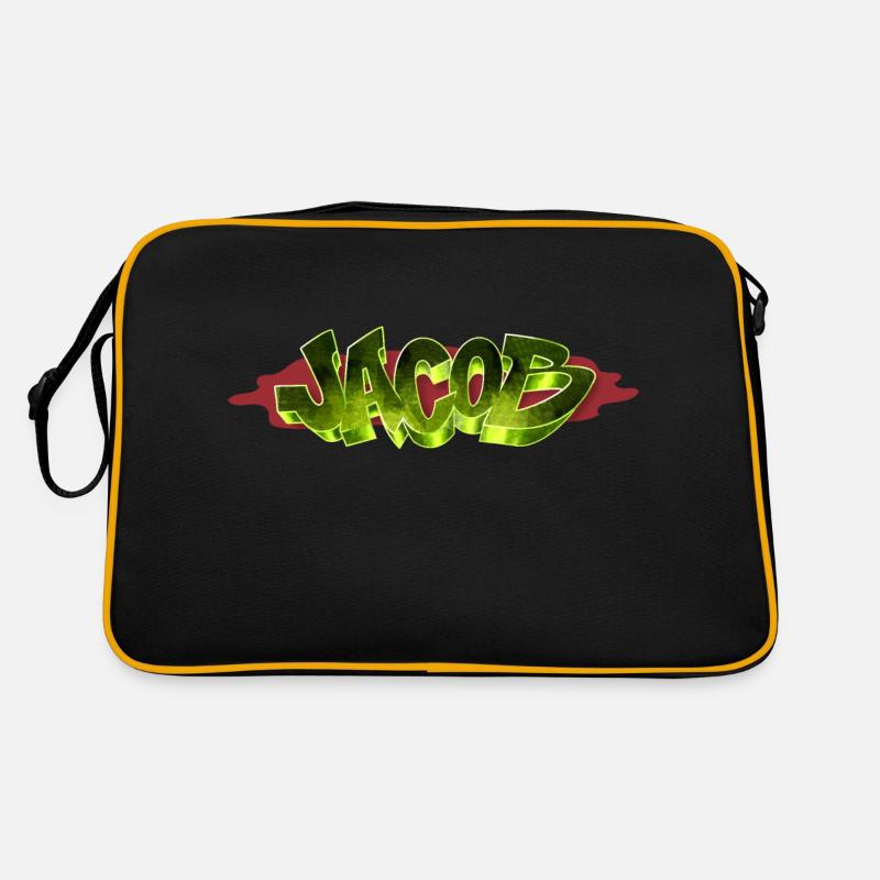 Jacob Graffiti Name - Retro Tasche - Schwarz/Gold