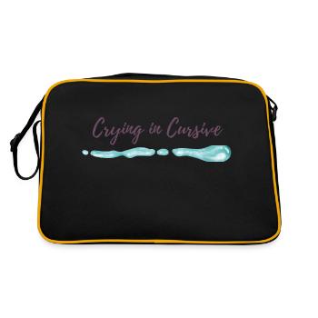 Weinen im kursiven Hemd – Soft Girl Sad Ästhetik - Retro Tasche - Schwarz/Gold - Hinten