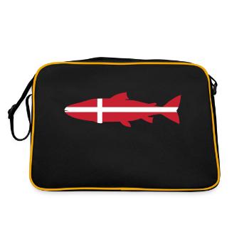 Lachs_Dänemark_umriss - Retro Tasche - Schwarz/Gold - Hinten