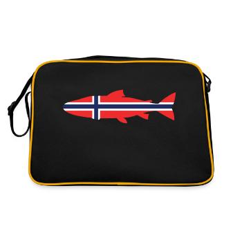 Lach_Norwegen_umriss - Retro Tasche - Schwarz/Gold - Hinten