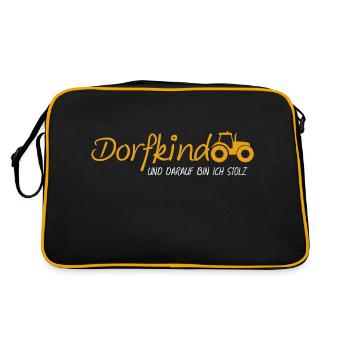 Dorfkind und darauf bin ich stolz - Retro Tasche - Schwarz/Gold - Hinten