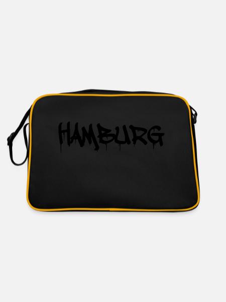 hamburg - Retro Tasche - Schwarz/Gold - Hinten