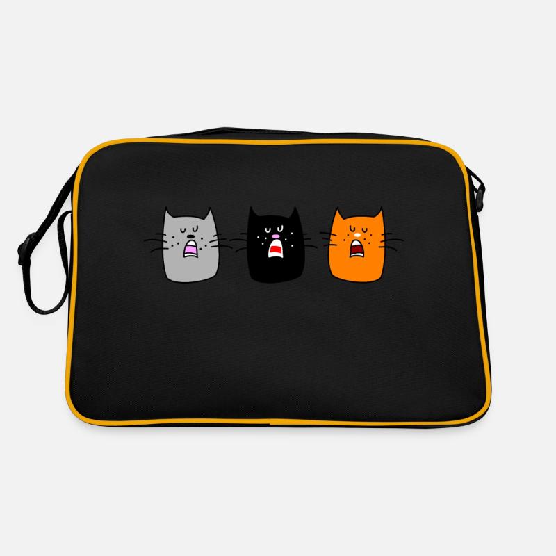 Katzenkonzert (b) - Retro Tasche - Schwarz/Gold