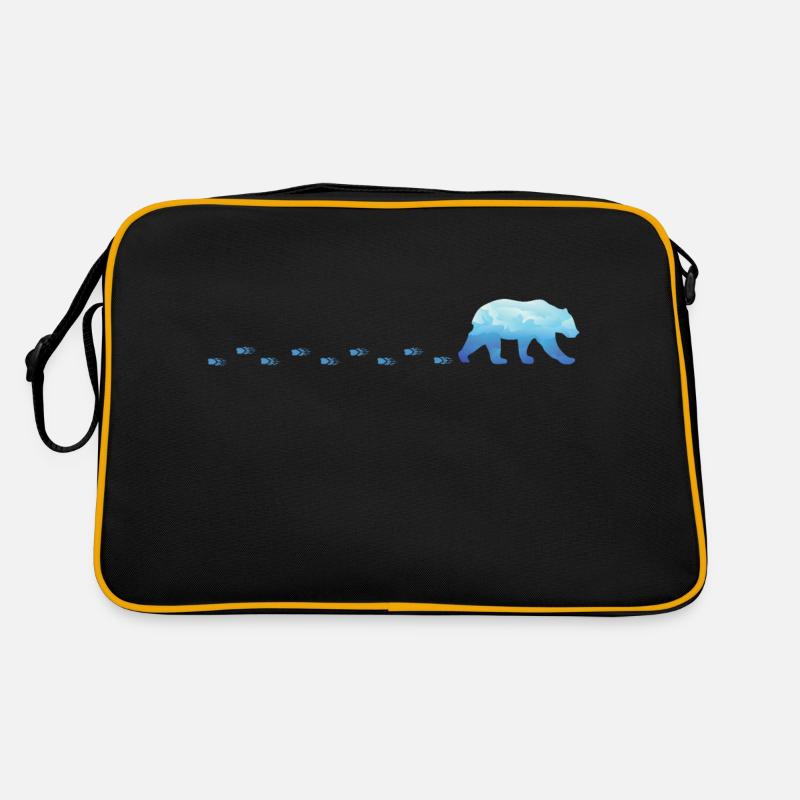 Laufender Eisbär - Retro Tasche - Schwarz/Gold