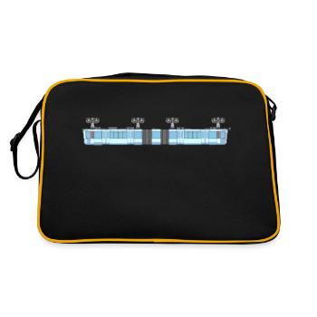 Schwebebahn lang pixelart - Retro Tasche - Schwarz/Gold - Hinten