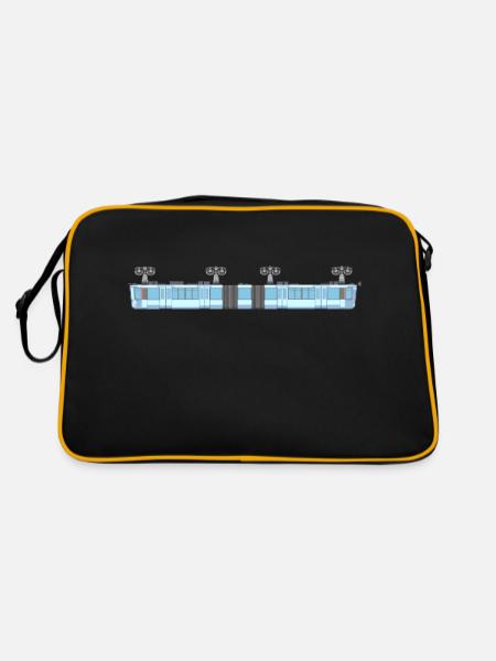 Schwebebahn lang pixelart - Retro Tasche - Schwarz/Gold - Hinten