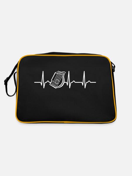 Courbe ECG - courbe cardiaque - pouls - musique - cithare - Sac Retro - noir/or - Dos