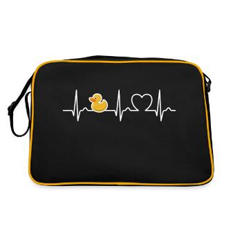 EKG Kurve - Herzkurve - Puls - Gummi Ente - Retro Tasche - Schwarz/Gold - Hinten