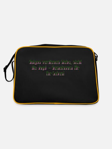 Hilfe für Galgos - Retro Tasche - Schwarz/Gold - Hinten