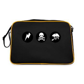 tete de mort plaque eclair nuage foudre - Sac Retro - noir/or - Dos
