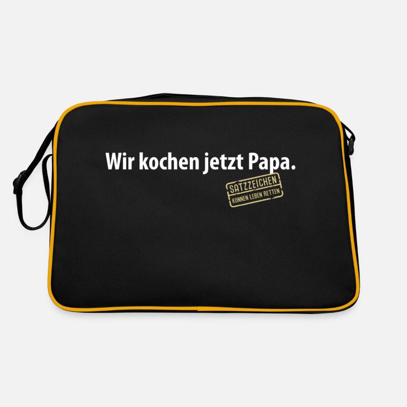 Wir kochen jetzt Papa Satzzeichen Komma Leben Vati Retro Tasche