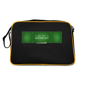 Es ist Kreidezeit Tafel Lustiger Spruch für Lehrer - Retro Tasche - Schwarz/Gold - Hinten