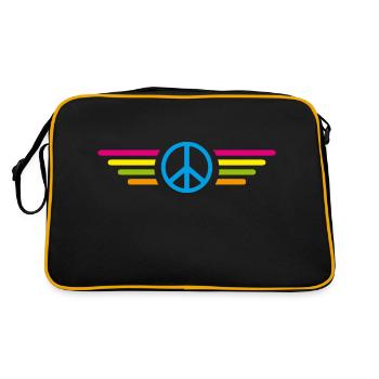 Frieden Peace Flügel - Retro Tasche - Schwarz/Gold - Hinten