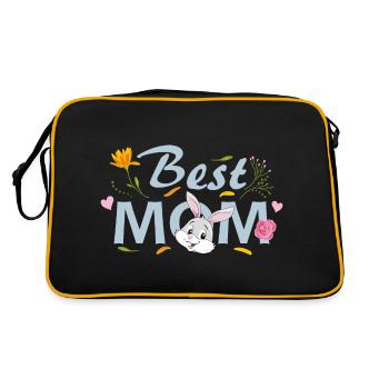 Meilleure maman. Design floral avec lapin - Sac Retro - noir/or - Dos