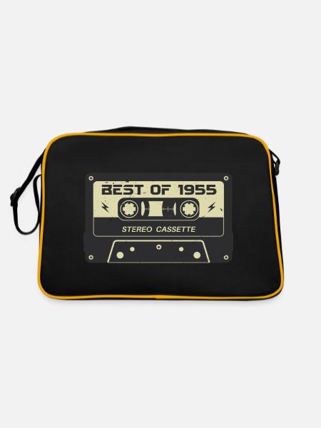 Retro Kassette 1955 vintage 1955 Geburtstag 1955 - Retro Tasche - Schwarz/Gold - Hinten